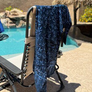 Soft Blue Scarf, Beach Sarong Wrap, Shawl, Light Blanket